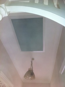 Return air grille, normally located in a hallway as it is here